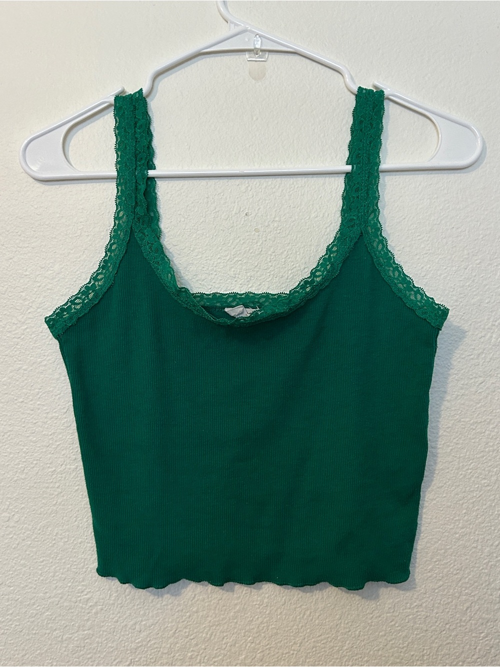 Cotton On Emerald Green Lace-Trim Ribbed Tank
